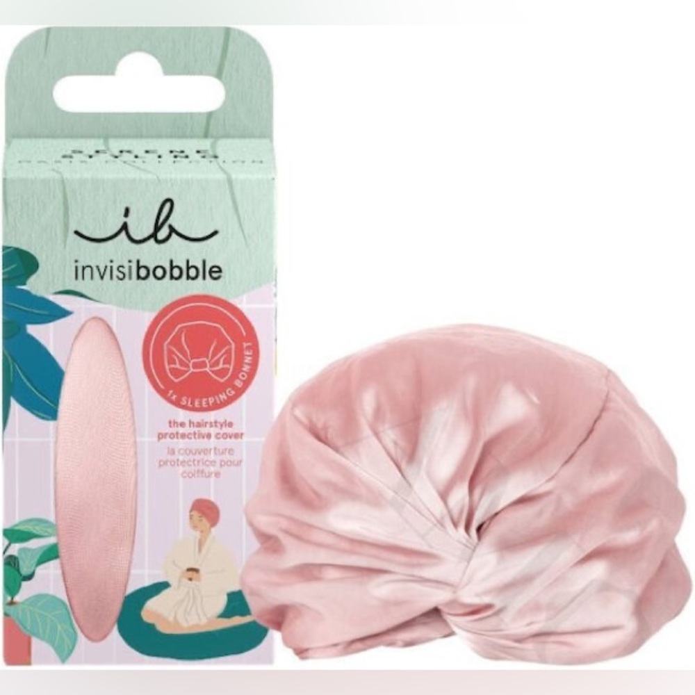 BNIB Invisibobble Pink Satin Sleeping Bonnet - Protective Hair Cover